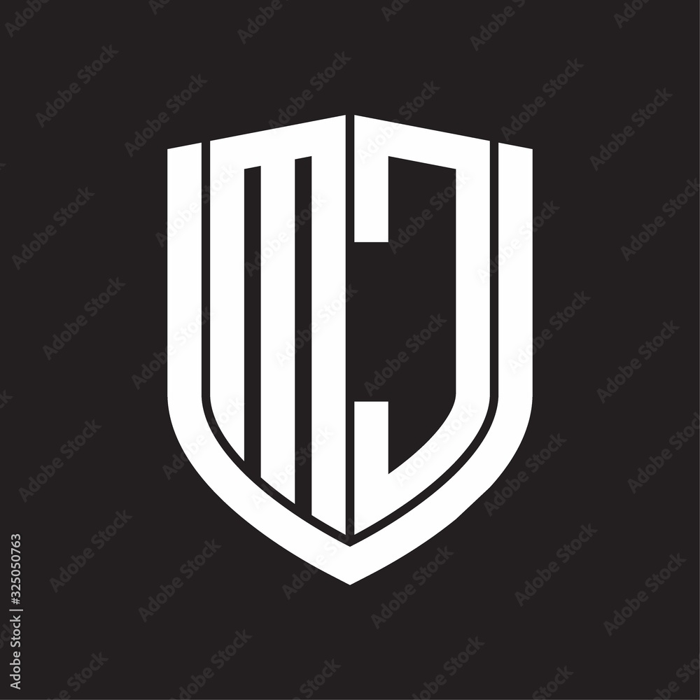 MC Logo monogram with emblem shield design isolated on black background MC Logo monogram with emblem shield design isolated on black background