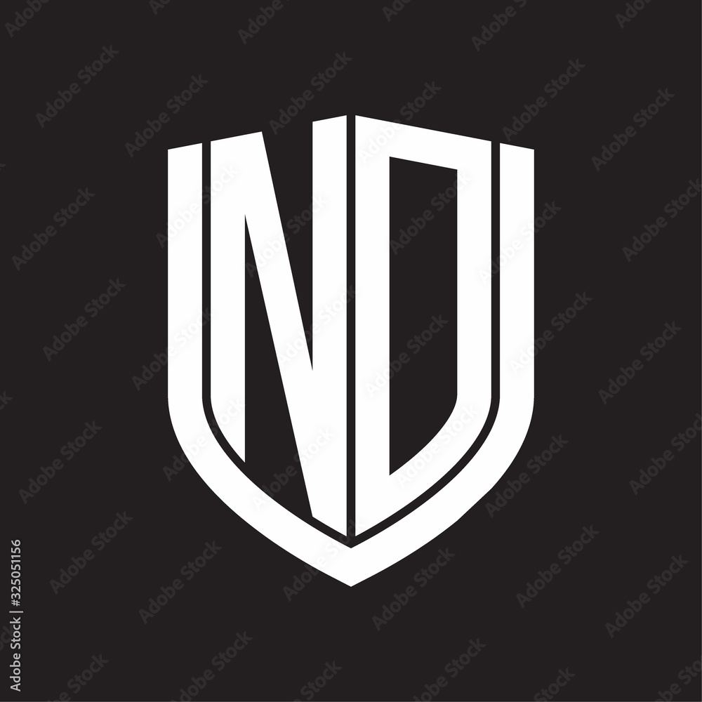 ND Logo monogram with emblem shield design isolated on black background ND Logo monogram with emblem shield design isolated on black background
