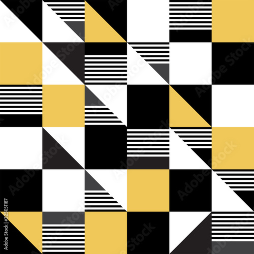 Seamless pattern of triangles and squares.