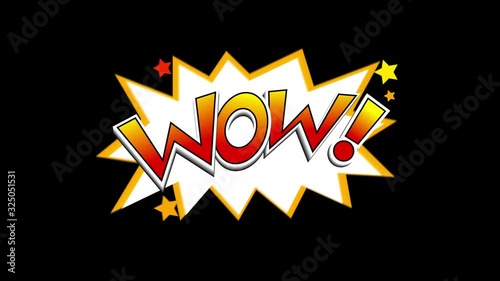 Text effect cartoon, comic strip word- WOW- alpha channel background