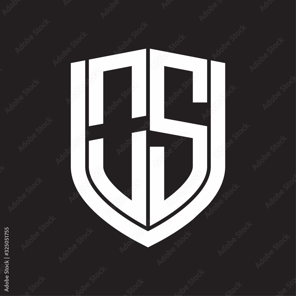OS Logo monogram with emblem shield design isolated on black background OS Logo monogram with emblem shield design isolated on black background