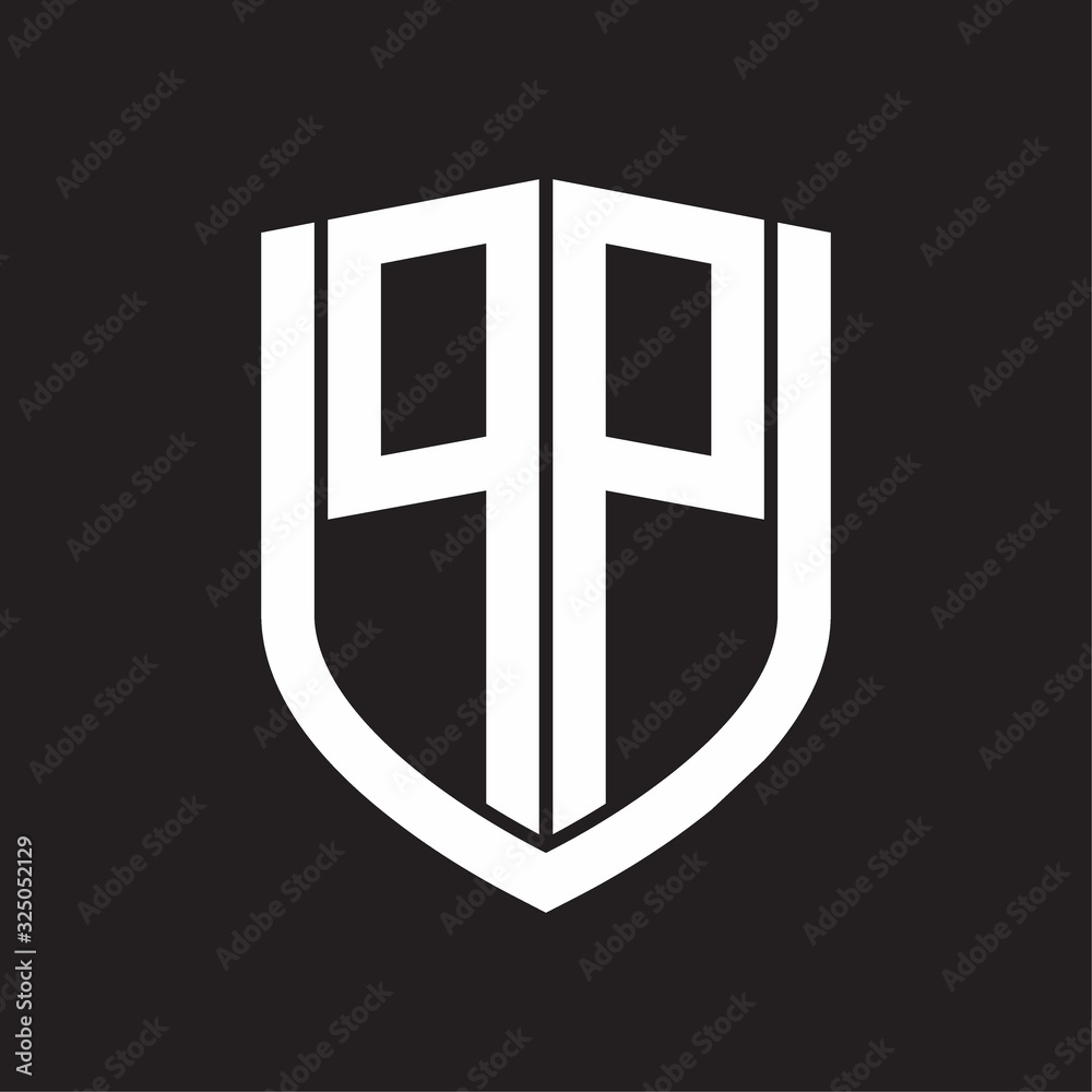 PP Logo monogram with emblem shield design isolated on black background PP Logo monogram with emblem shield design isolated on black background