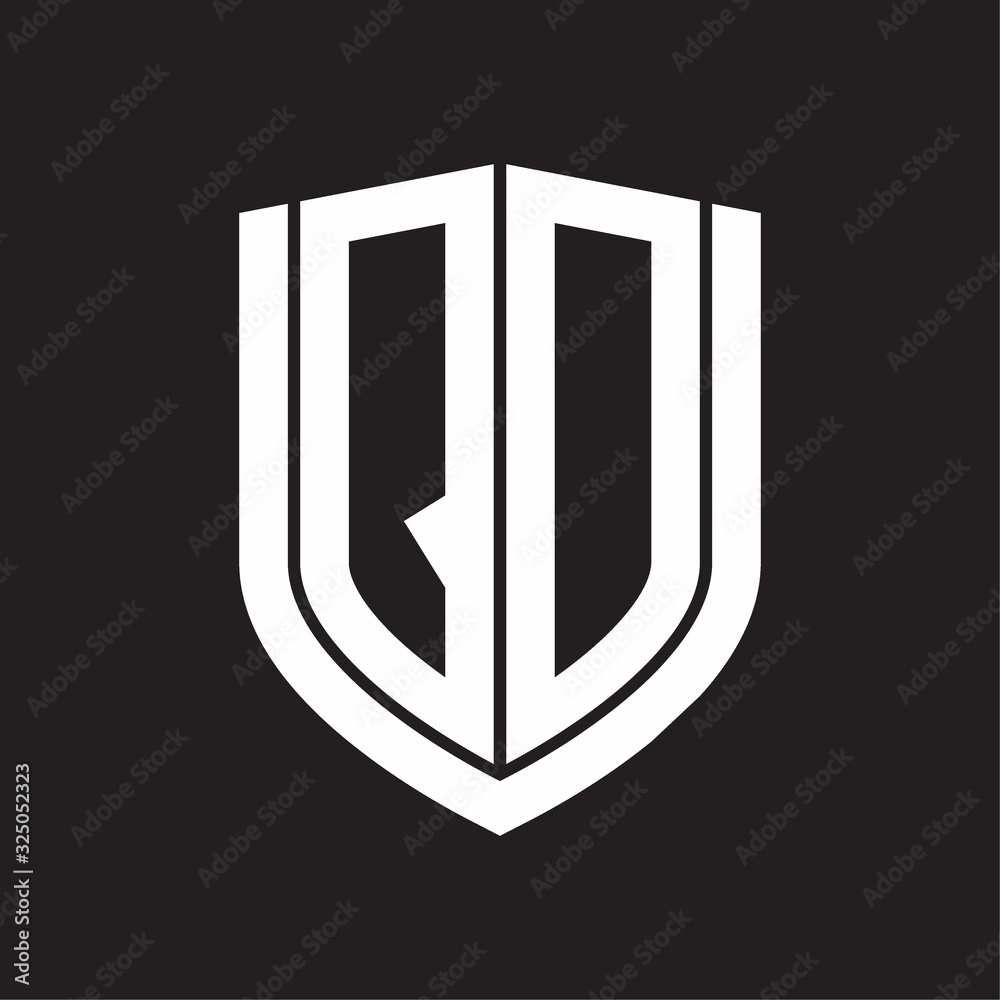 QD Logo monogram with emblem shield design isolated on black background QD Logo monogram with emblem shield design isolated on black background