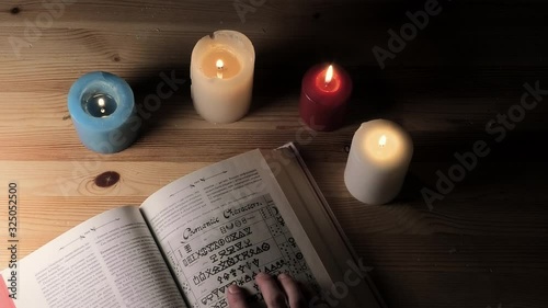 mystic book and candles