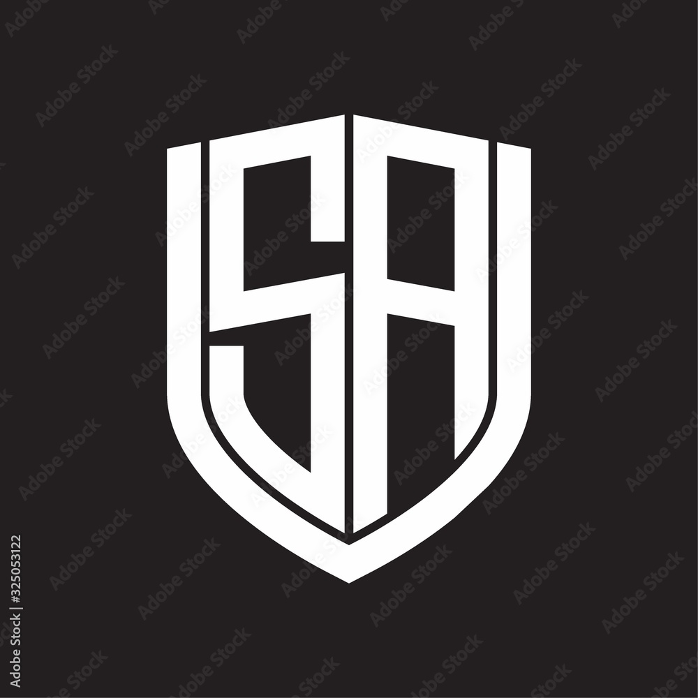 SA Logo monogram with emblem shield design isolated on black background SA Logo monogram with emblem shield design isolated on black background