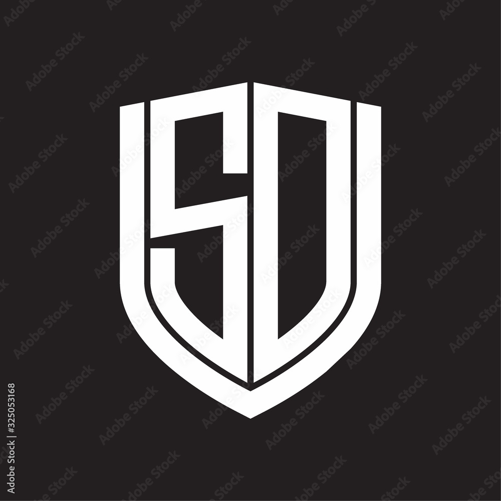 SD Logo monogram with emblem shield design isolated on black background SD Logo monogram with emblem shield design isolated on black background