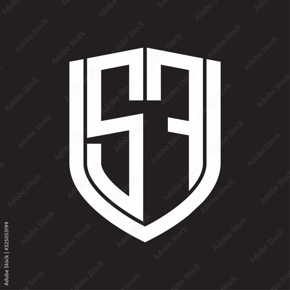 SF Logo monogram with emblem shield design isolated on black background SF Logo monogram with emblem shield design isolated on black background