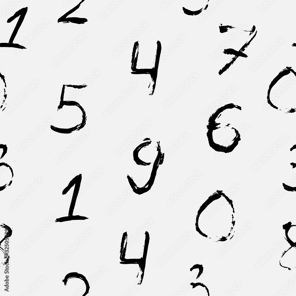 A seamless pattern of multicolored digits. A large number of numbers from 0 to 9, drawn by hand. Vector eps illustration. A seamless pattern of multicolored digits. A large number of numbers from 0 to 9, drawn by hand. Vector eps illustration.
