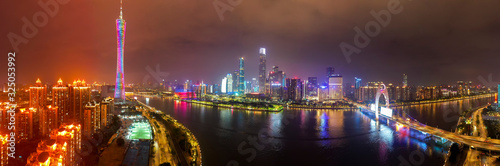 Aerial photo of night view of Guangzhou, China © zhonghui