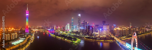 Aerial photo of night view of Guangzhou  China