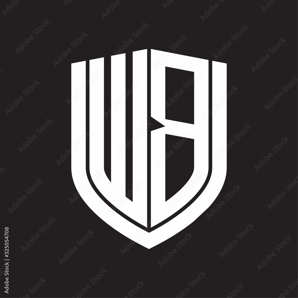 WB Logo monogram with emblem shield design isolated on black background WB Logo monogram with emblem shield design isolated on black background