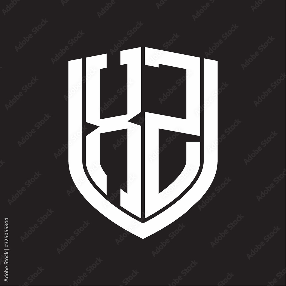 XZ Logo monogram with emblem shield design isolated on black background XZ Logo monogram with emblem shield design isolated on black background