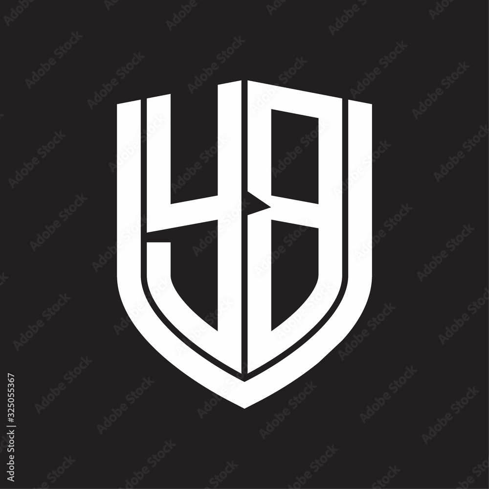 YB Logo monogram with emblem shield design isolated on black background YB Logo monogram with emblem shield design isolated on black background
