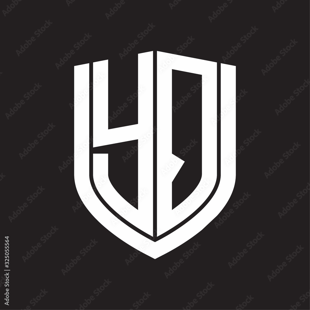 YQ Logo monogram with emblem shield design isolated on black background YQ Logo monogram with emblem shield design isolated on black background