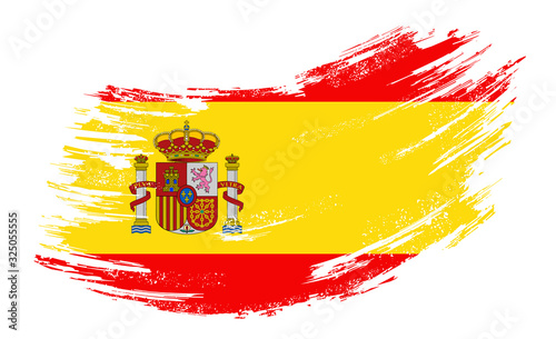 Spanish flag grunge brush background. Vector illustration.