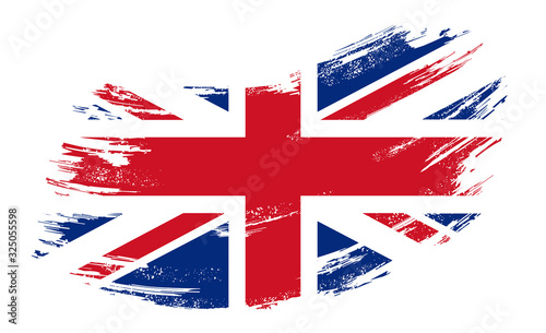 Great Britain flag grunge brush background. Vector illustration.