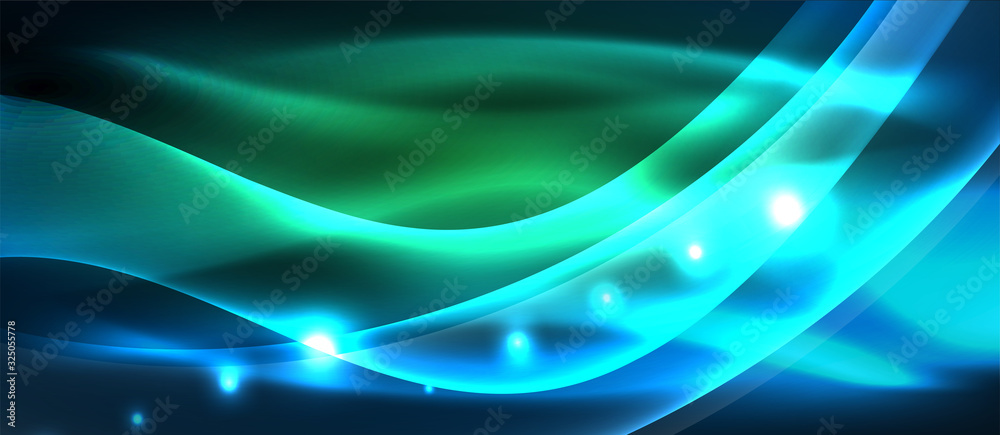 Abstract background. Shiny design neon waves with light effects, techno trendy design. Vector Illustration For Wallpaper, Banner, Background, Card, Book Illustration, landing page Abstract background. Shiny design neon waves with light effects, techno trendy design. Vector Illustration For Wallpaper, Banner, Background, Card, Book Illustration, landing page