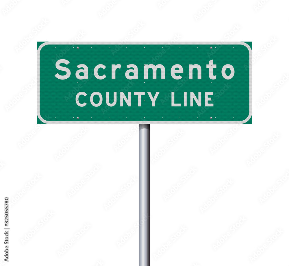 Vector illustration of the Sacramento County Line green road sign