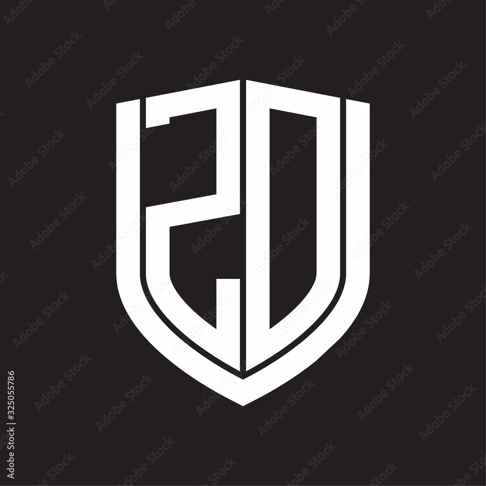 ZD Logo monogram with emblem shield design isolated on black background ZD Logo monogram with emblem shield design isolated on black background