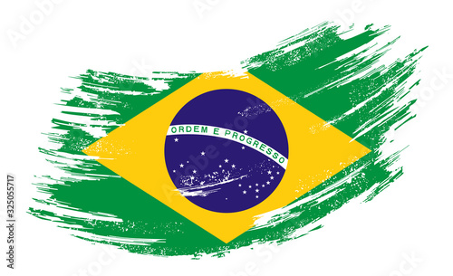 Brazilian flag grunge brush background. Vector illustration.