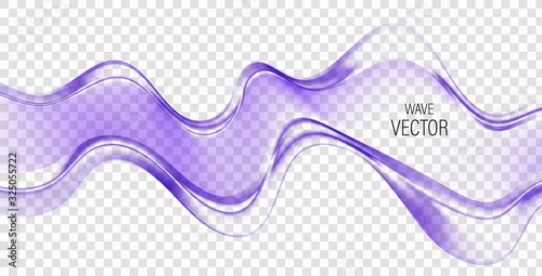 Smooth vector waves or lines on a transparent background.Abstract background.Blue wave