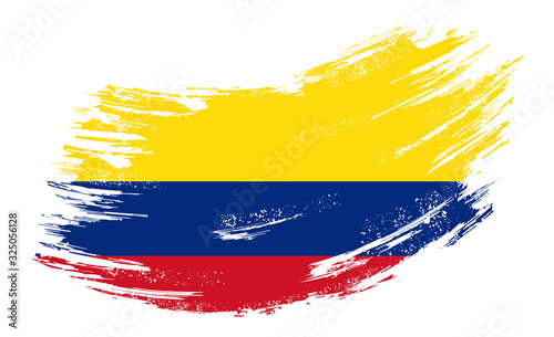 Colombian flag grunge brush background. Vector illustration.