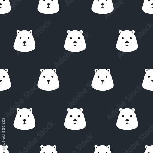 seamless pattern cute black and white bear with pastel colors