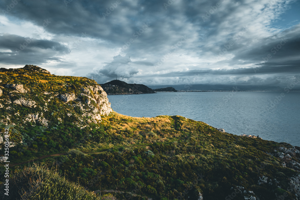 Fantastic view of calm sea. Location cape Milazzo, Sicily, region of Italy, Europe. Fantastic view of calm sea. Location cape Milazzo, Sicily, region of Italy, Europe.