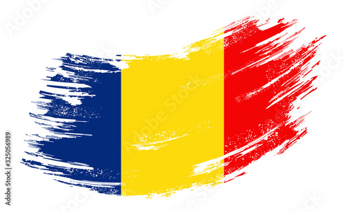 Fotografia Romanian flag grunge brush background. Vector illustration.