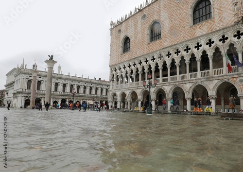 Ducal Palace in Venice in Italy with high water