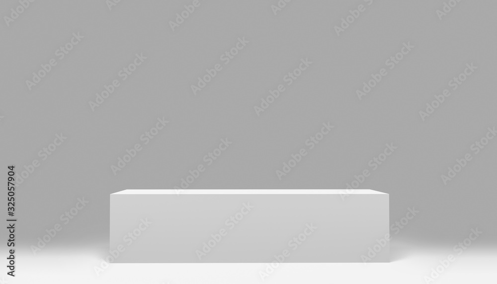 3D illustration of white rectangular pedestal in a minimal background for mockup, blank stand for product and display on white banner web, e-commerce and wallpaper 3D illustration of white rectangular pedestal in a minimal background for mockup, blank stand for product and display on white banner web, e-commerce and wallpaper