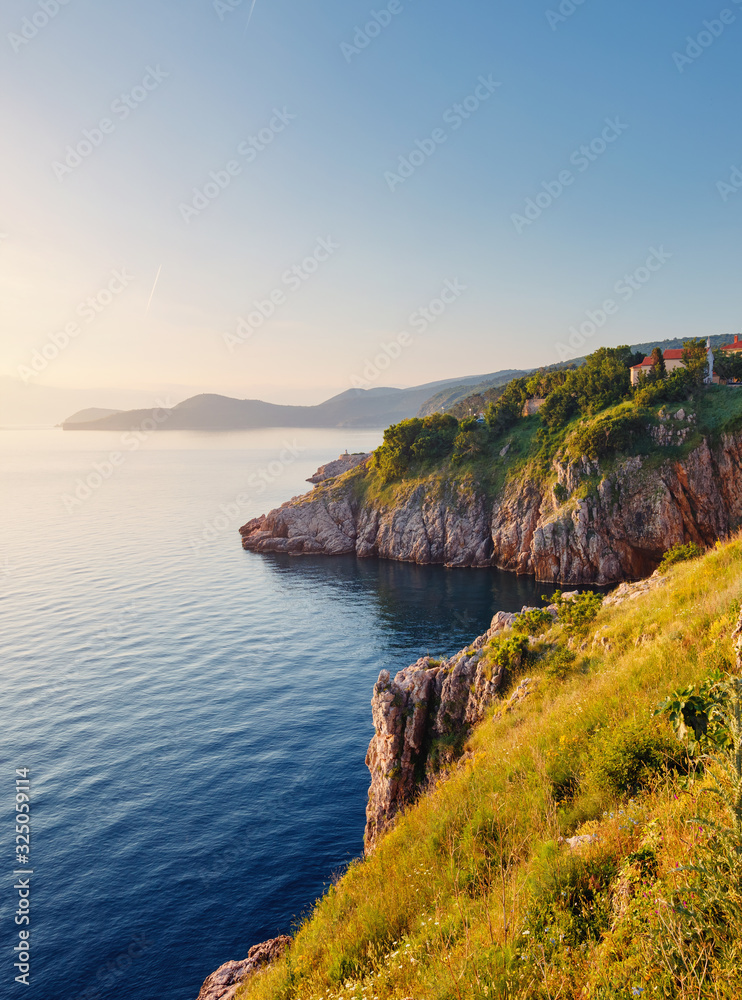 Perfect morning seascape in the city of Vrbnik. Croatia, Europe.