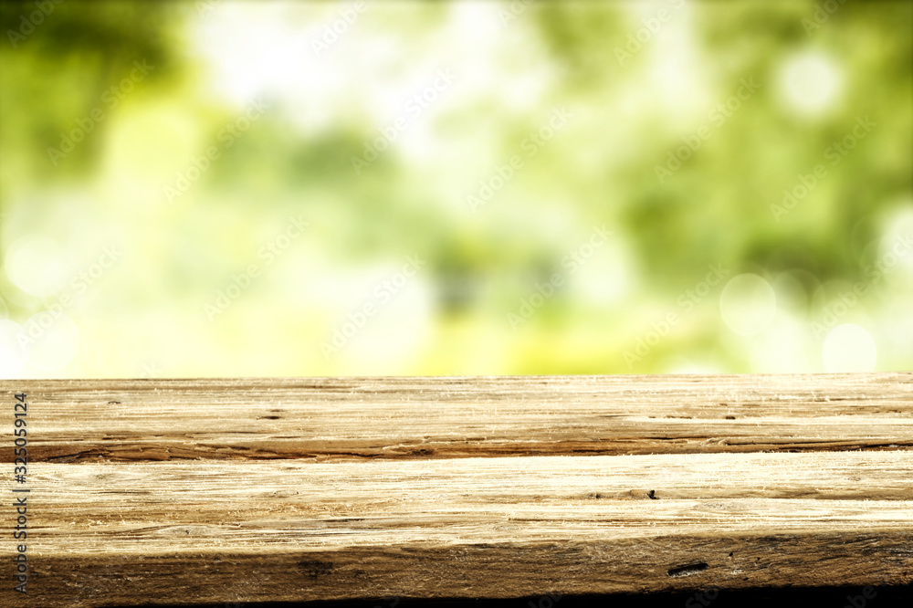 Fototapeta premium desk of free space and spring window background