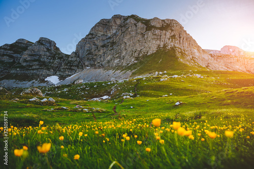 Idyllic summer day in the Durmitor National park. Location place Sedlo pass, Montenegro. photo