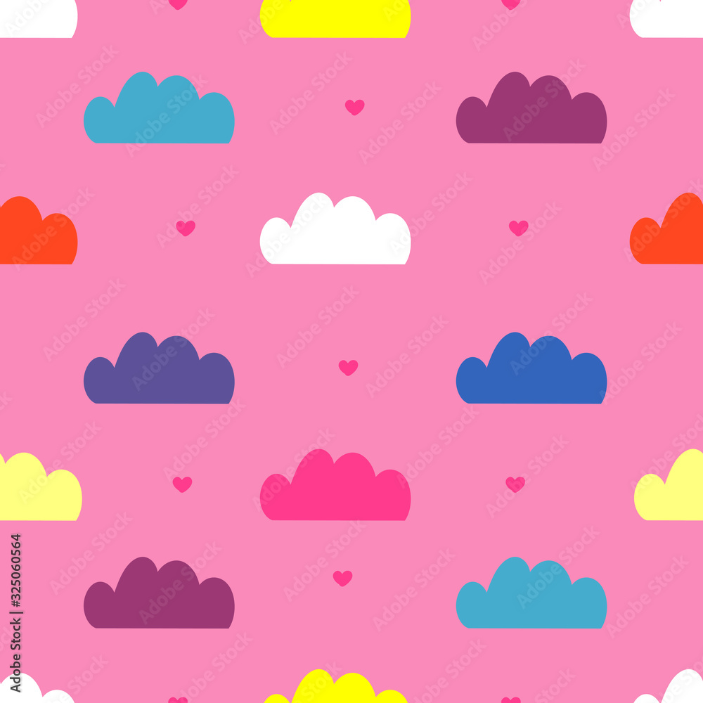 seamless pattern cute colorful clouds with pink pastel background seamless pattern cute colorful clouds with pink pastel background