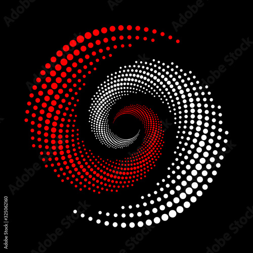 Abstract dotted vector background. Halftone effect. Spiral dotted background or icon. Yin and yang style.