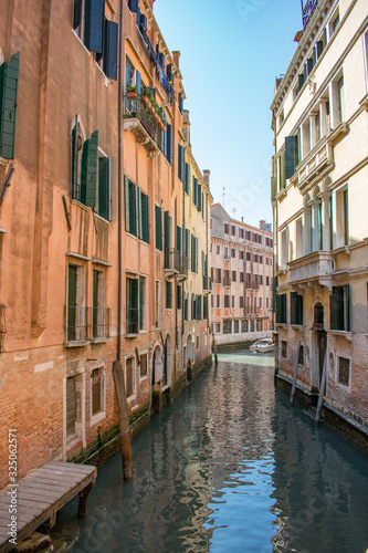 Narrow streets canals in Venice Italy