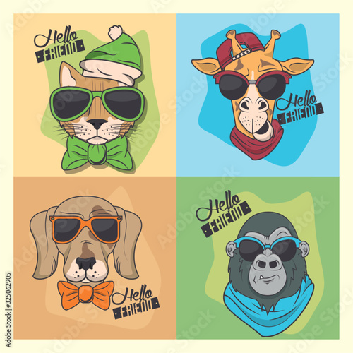funny animals with sunglasses cool style