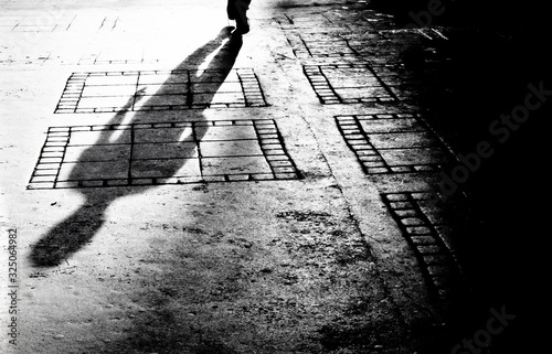 One man alone in the dark shadow silhouette