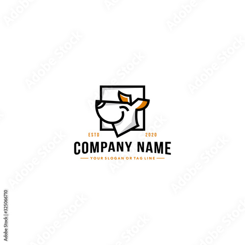 line art dog logo design vector