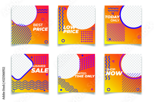 Business presentation template Social media pack. Set of modern square blog posts Editable simple info banner for app, web mail