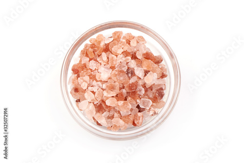 Himalayan pink salt, isolated on white background