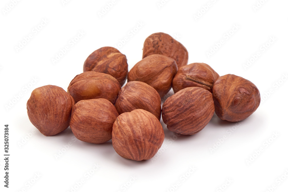 Hazelnut heap, isolated on white background Hazelnut heap, isolated on white background