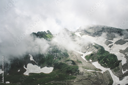 Snow-capped peaks of the North Caucasus Range