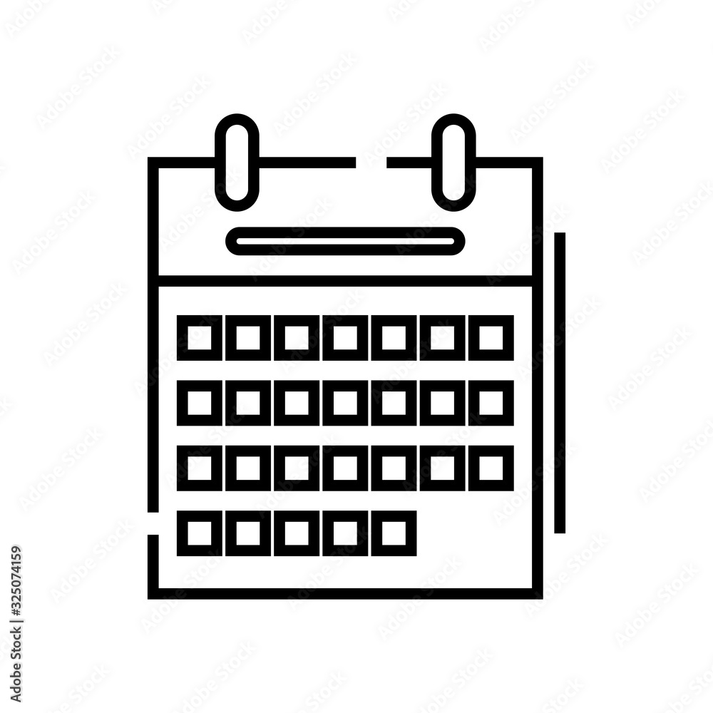 Calendar line icon, concept sign, outline vector illustration, linear symbol. Calendar line icon, concept sign, outline vector illustration, linear symbol.