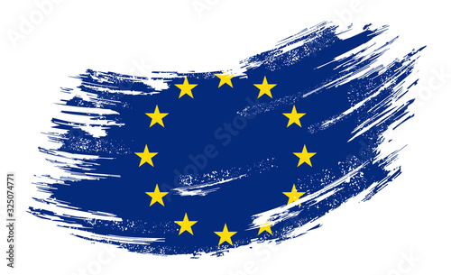 European Union flag grunge brush background. Vector illustration.