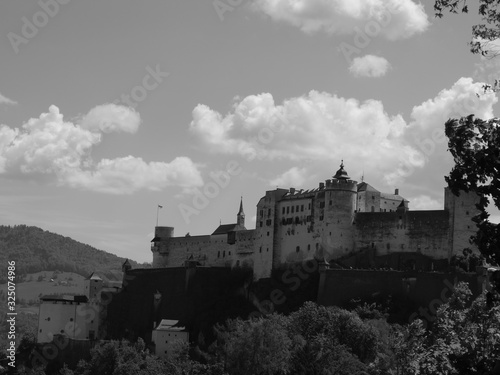 Landscape with a view of Salzburg and Salzburg Castle.