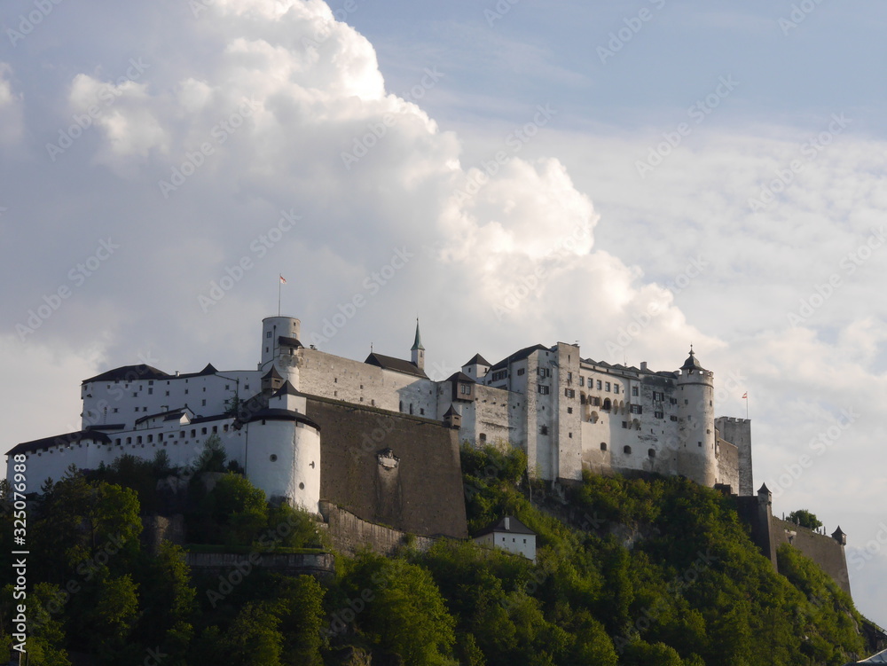 Landscape with a view of Salzburg and Salzburg Castle.