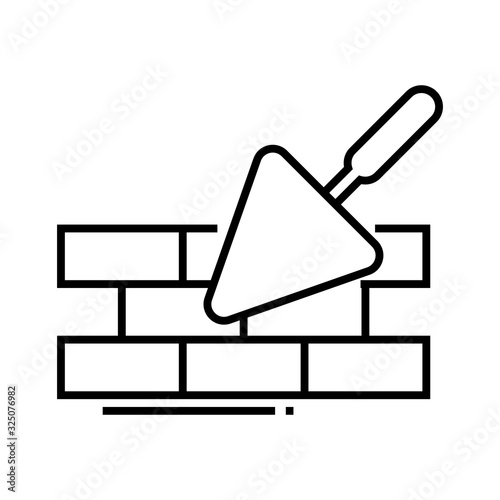 Brocklaying line icon, concept sign, outline vector illustration, linear symbol.
