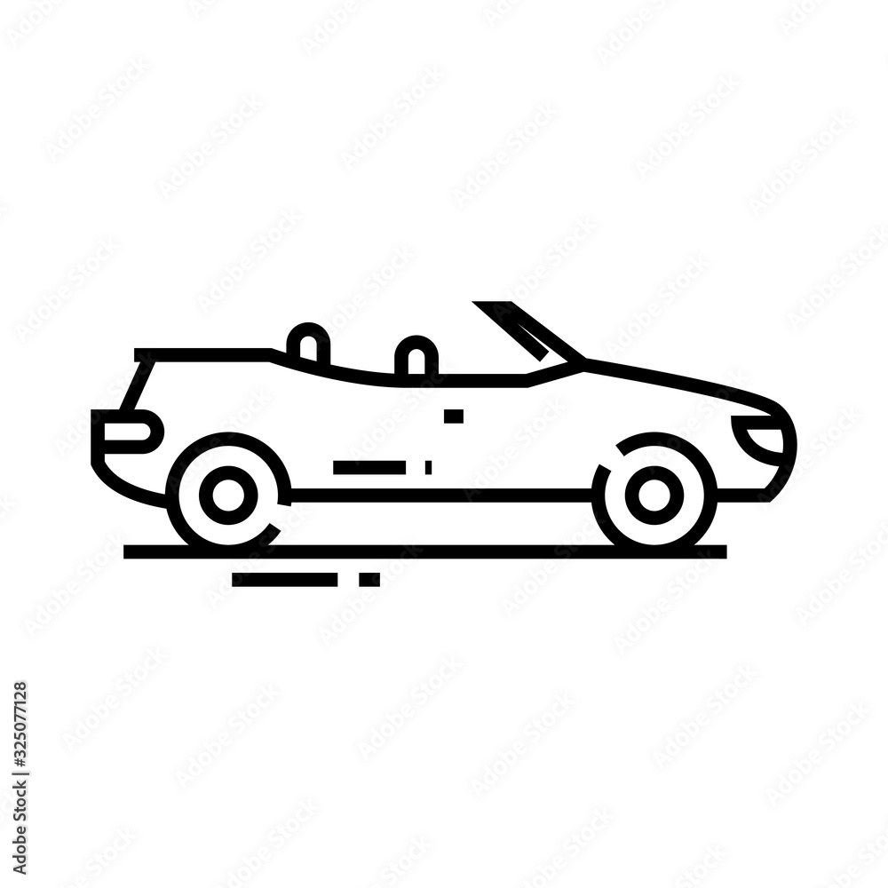 Cabriolet car line icon, concept sign, outline vector illustration, linear symbol.